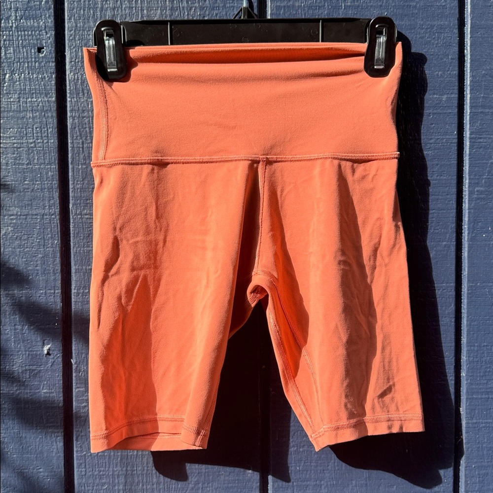 Lululemon Coral High-Waisted Biker Shorts